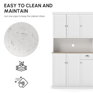 Mobile dispensa da cucina moderno bianco con pensile e piano d'appoggio per forno a microonde - Product Image 4