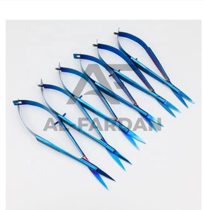 Ciseaux à sourcils bleus couleur plasma, à pointe droite et courbée, en acier inoxydable massif, ciseaux russes pour maquillage et cils - Product Image 2