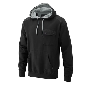 Sudadera con capucha gris para hombre con forro rojo y bolsillo, suéter informal de lana, corte regular, para otoño - Product Image 6