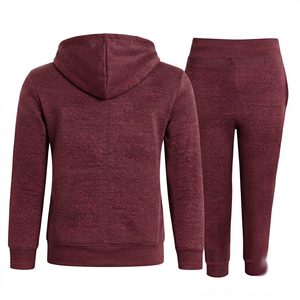 Survêtement zippé décontracté pour homme, sweat à capuche et pantalon de survêtement coupe classique, vêtements de sport en molleton de coton pour homme - Product Image 2