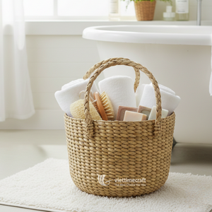 Cesta de Almacenamiento Grande de Mimbre de Pasto Marino con Asas Trenzadas - Product Image 6