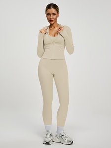 Atlaset Luxury Women Three Piece Yoga Apparel Seamless Gym Wear Sports Bra High Waist Leggings Jacket OEM ODM Custom Packaging - Product Image 1