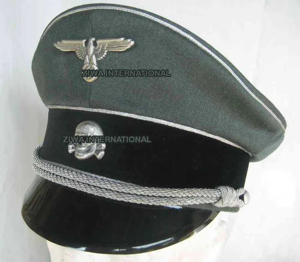 WW2 גרמנית קצין VISOR waffenss גנרלים כובע עם מתכת INSIGNIA