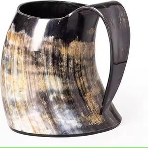 Grande tasse à bière en corne de buffle, faite à la main, style viking, pour commande en gros - Product Image 5