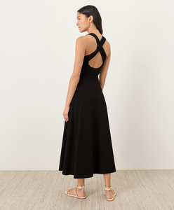 Vestido maxi de mujer sin espalda con volantes, cintura alta con lazo, corte A, fluido, para fiesta, casual, holgado, liso, de verano, para playa - Product Image 4