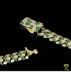 High Shine <b>Cuban</b> <b>Link</b> <b>Chain</b> Necklace Green White Stones Moissanite Diamond Iced Out Jewelry for Stylish Looks - Product Image 3