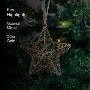 Étoile de Noël artisanale en fil métallique avec finition métallique foncée et cordon de suspension, idéale pour la décoration rustique des sapins de Noël - Product Image 3