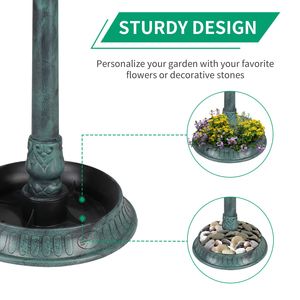 Abbeveratoio per Uccelli Rotondo in Plastica 51*51*106cm con Luce Solare Verde Scuro per il Giardino - Product Image 6