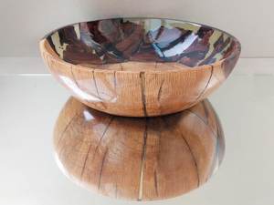 Bol en résine de peau de chêne et de noyer, fait main, bol décoratif en bois et résine, bol à bijoux - Product Image 5