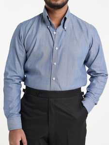 <b>Denim</b> Blue 100% Cotton Business Lightweight Summer Custom Logo Button Down Dress <b>Shirt</b> - Product Image 3