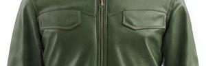 High Quality Men's Green Leather Moto <b>Jacket</b> Turn-down Collar Zipper Closure Regular Fit Autumn Style - Product Image 3