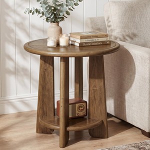 Table d'appoint ronde en bois de Sheesham artisanal |   Piedestal décoratif en noyer |   Vente en gros - Product Image 1