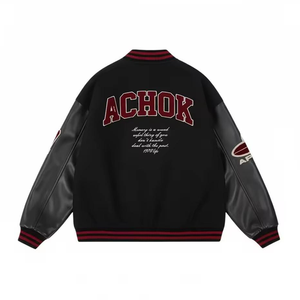 Blouson bomber urbain coupe ample – Gris anthracite foncé avec manches en cuir, épaules tombantes - Product Image 6