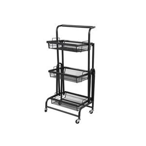 Estantería Metálica Portátil con 3 Niveles de Cestas y Ruedas Suaves para una Fácil Movilidad - Product Image 1