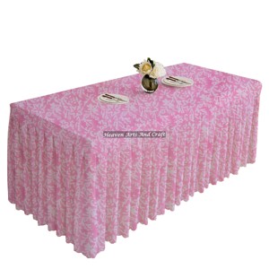 Floral Hand Block Printed Cotton Rectangle Pleated Tablecloth <b>Cover</b> Indian <b>Table</b> Linen Cloth Farmhouse Party Wedding Decor - Product Image 2
