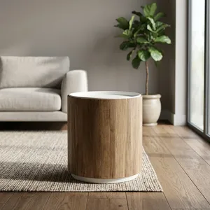 Mesas de Centro Redondas Modernas de Madera con Bandeja Superior y Patas de Metal, Muebles Escandinavos para Sala de Estar - Product Image 4