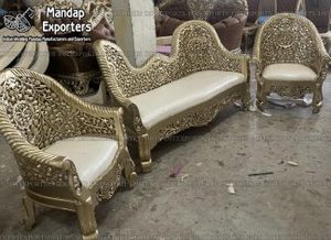 Conjunto de Sofás para Escenario de Boda Tallados en Plata Estilo Real, Muebles de Boda Clásicos de Estilo Francés, Elegante Conjunto de Sofás de Respaldo Bajo para Escenarios de Boda - Product Image 2