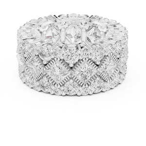 แหวนทองคำแท้ 18K ประดับเพชรทรงกลมแบบ Wide Lattice Princess ดีไซน์โดดเด่น เหมาะสำหรับทั้งชายและหญิง ใช้ในโอกาสพิเศษ เช่น งานแต่งงานหรือวันครบรอบ - Product Image 3