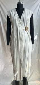 Combinaison pour femme en coton recyclé, col en V, style cache-cœur, sans manches, à rayures teintées, robe d'été décontractée pour le soir et le quotidien - Product Image 2