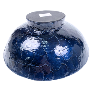 Bol de fruits en composite incrusté de capiz bleu marine rond fait à la main plat de service décoratif pour la maison et la fête centre de table de cuisine - Product Image 5