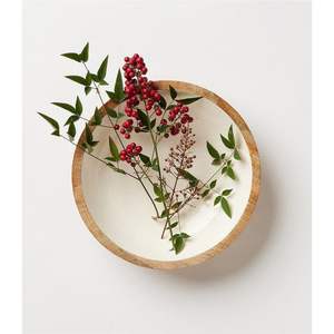 Bandejas Redondas de Madera de Mango Esmaltadas al por Mayor |   Platos de Esmalte de Madera con Impresión Personalizada |   Platos Decorativos de Lujo con Diseño Floral - Product Image 2