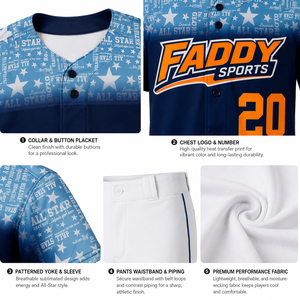 Ensemble d'uniformes de baseball personnalisés par sublimation, maillot de baseball respirant de haute qualité avec boutons et pantalon, équipement d'entraînement pour équipes masculines - Product Image 4
