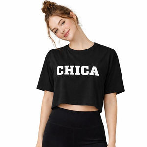 เสื้อยืดครอปผู้หญิงสไตล์โอเวอร์ไซส์สำหรับใส่ลำลอง ผลิตจากโรงงาน ราคาถูก เสื้อครอปท็อปผู้หญิงแบบสั่งทำ - Product Image 1