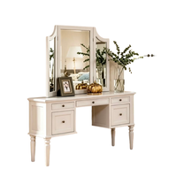 Tocador de Madera Blanco de Lujo con Espejo, Cajones de Almacenamiento y Escritorio de Maquillaje, Muebles de Dormitorio al por Mayor