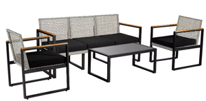 Ensemble canapé design moderne pour l'extérieur, grand mobilier en osier au meilleur prix pour les familles, la cour, les hôtels, les villas et les parcs. - Product Image 5