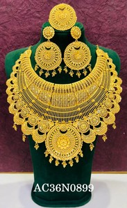 24K Gold Plated Bridal Jewelry Set Filigree Necklace and <b>Earrings</b> Dubai Style Wedding Jewelry for Women Fashion - Product Image 4