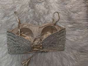 <b>Silver</b> Woven Spandex Winter Crop <b>Top</b> Sweetheart Neckline Blouse for Wedding - Product Image 2