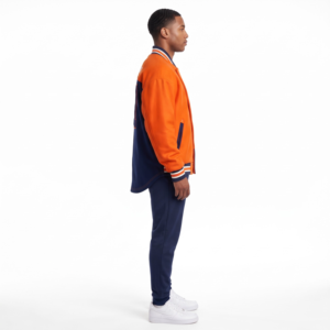 Blouson universitaire asymétrique en satin surdimensionné pour l'hiver, personnalisable avec logo, couleur, lettrage, broderie chenille, chauffant, coupe-vent, OEM - Product Image 3