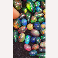 178 Pièces d'Opale Noire Éthiopienne Naturelle, Cabochons Ovales de 8mm à 25mm, Taille Unique, 491 Carats, Iroc Sales, Effet de Couleur/Feu pour Bijoux