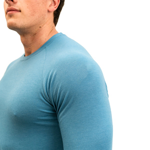 Nouveaux T-shirts à manches longues pour hommes 100% coton écologiques à séchage rapide, col rond, coupe classique, pour la gym, l'entraînement et la course à pied - Product Image 6