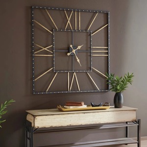 Modern <b>Square</b> Metal Wall Clock Analog Quartz Design Geometric Pattern for Living Room Decoration At Best Price - Product Image 2