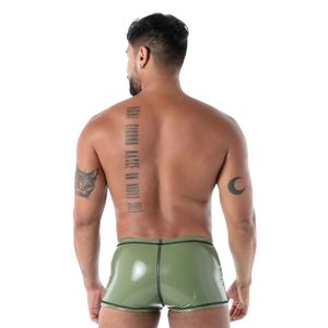 Boxer zippé intégral Kinky noir et blanc pour homme, coupe ajustée, sexy, style clubwear fetish - Product Image 4