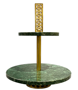 Marble <b>Cake</b> Stand 2 <b>Tier</b> Royal Gold Brass Handle Luxurious Decoration Accents <b>Cake</b> Stand for Weddings Parties Housewarming - Product Image 1