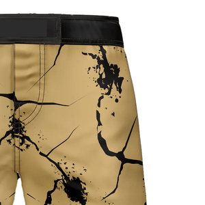 Shorts de bain décontractés pour hommes à séchage rapide, motif craquelé, taille élastique, motif noir et or, shorts de sport - Product Image 5