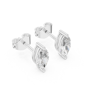 Boucles d'oreilles clous de luxe en argent avec diamants de laboratoire taille marquise, certifiées IGI, style vintage, cadeau de mariage et de fiançailles, bijoux fins pour femme - Product Image 2