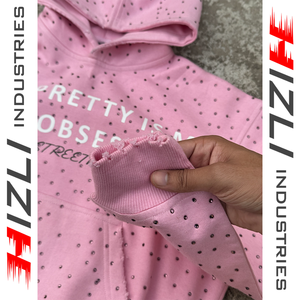 Sweat à capuche d'hiver en polaire personnalisé, coupe ajustée, entièrement orné de strass, impression sérigraphique, OEM ODM, streetwear - Product Image 4