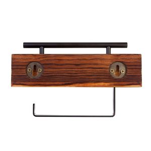 Wooden Toilet <b>Paper</b> <b>Holder</b> with Shelf Wall Mounted Bathroom Tissue <b>Roll</b> <b>Holder</b> Storage Organizer for Phone Wipes - Product Image 3