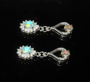 Boucles d'oreilles pendantes en argent sterling avec opale de feu éthiopienne, bijoux faits à la main en pierres précieuses naturelles pour femmes, cadeau - Product Image 4
