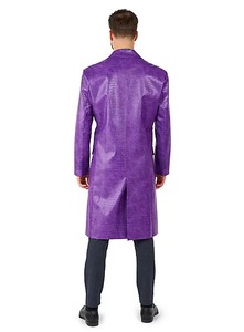 Men's Purple <b>Long</b> PU <b>Leather</b> Coat Crocodile Animal Print Turn Down Collar Single Breasted Jokar <b>Jacket</b> - Product Image 2