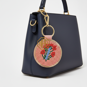 Breloque de sac perlée florale avec fermoir doré et perles de rocaille, accessoire de sac à main, porte-clés, cadeau en gros - Product Image 1