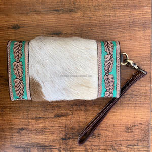 Elegante bolso de mano de cuero occidental multiusos para mujer, billetera de piel de vaca de lujo con función RFID, tallado elegante - Product Image 4