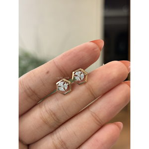 Lab Grown Diamond Hexagon Geometric Stud <b>Earrings</b> 0.25 Ct Minimalist Designer Fine Jewelry for Women Sterling Silver <b>Post</b> - Product Image 4