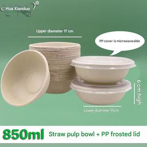 Custom Disposable Compostable Biodegradable Eco Friendly Customizable Sugarcane Bagasse Pulp <b>Microwave</b> Safe Round Bowl with <b>Lid</b> - Product Image 6