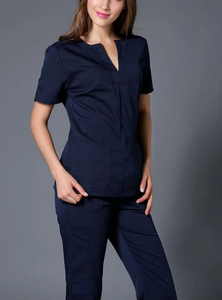 Women Gray V-Neck <b>Scrub</b> <b>Top</b> With Pockets Polyester Cotton Blend Hospital Uniform <b>Scrub</b> <b>Tops</b> - Product Image 6