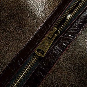 Veste en cuir véritable pour homme avec doublure en fausse fourrure, fermeture éclair, style motard, vêtement d'extérieur chaud pour l'hiver - Product Image 6