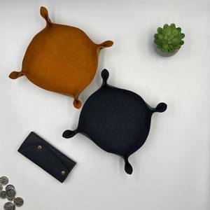 Plateau de rangement en cuir véritable personnalisé par le fabricant, avec logo en relief, boîte de rangement, organiseur de bureau en cuir, étui GLTY-0038 - Product Image 5